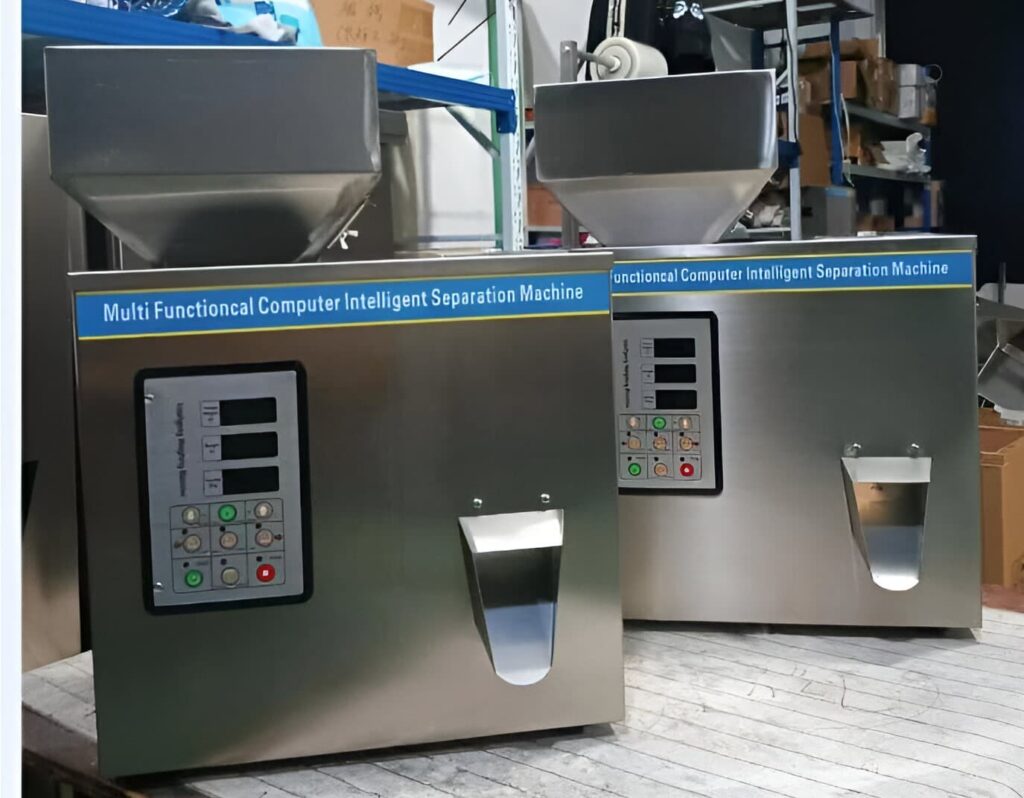 FZ-100 Powder Granule Filling Machine for 1–100g filling, compact tabletop design